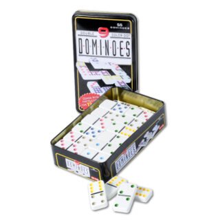 Domino spel - dubbel 9/double 9 - in blik - 55 gekleurde stenen - Dominostenen