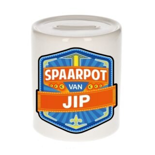 Kinder spaarpot met naam - Jip - keramiek - met dop - wit - Sparen - Spaargeld van Jip