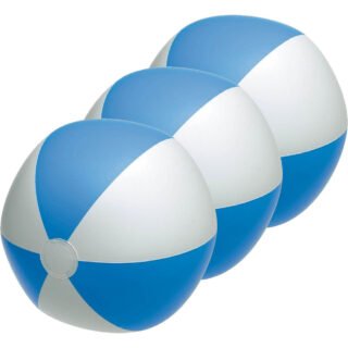 Speelgoed strandbal - 10x - opblaasbaar - blauw/wit - dia 28 cm - Strandballen