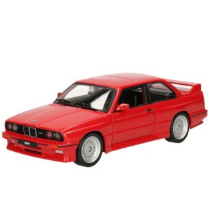 Modelauto - BMW M3 E30 - 1988 - rood - 17 cm - schaal 1:24 - speelgoedauto
