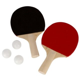 Tafeltennis setje - 2 bats en 3 ballen - hout/kunststof - 23 x 14 cm - pingpong