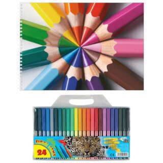 Kinder tekenen set van 24 viltstiften en 2x schetsboeken