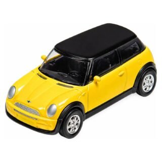 Goki Mini Cooper modelauto - geel - 7 cm - schaal 1:60 - metaal - speelgoedwagen