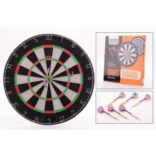 T & F Creations Dartbord - 45 cm - met 6 pijlen - darten - dubbelzijdig - darts