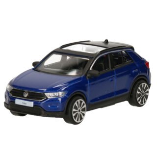 Modelauto Volkswagen T-Roc 2021 - blauw - 10 cm - schaal 1:43 - speelgoedauto