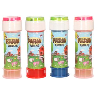 24x Boerderij dieren bellenblaas flesjes met bal spelletje in dop 60 ml voor kinderen