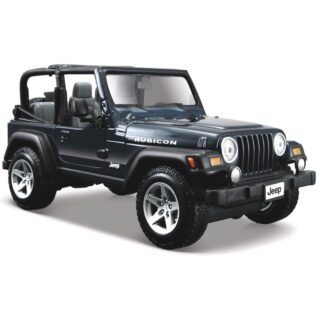 Modelauto - Jeep Wrangler Rubicon cabrio - donkerblauw - 14 cm - schaal 1:24 - speelgoedauto