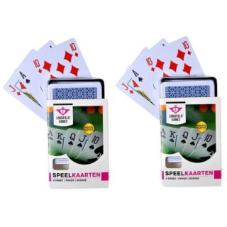 Speelkaarten - 5x - geplastificeerd papier - kunststof box - poker/bridge - Kaartspellen - Pesten/po