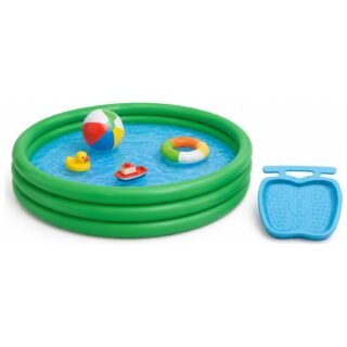 Groen opblaasbaar zwembad 175 x 31 cm inclusief voetenbadje