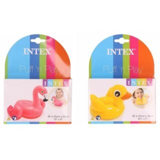 Intex kleine opblaas dieren - zwembad setje - eend/flamingo - pvc - 25 cm