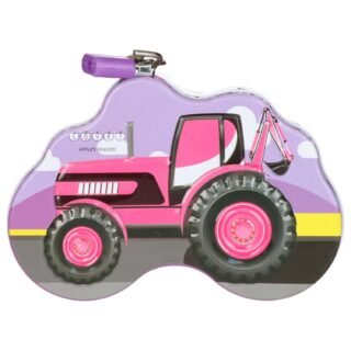 Concorde Spaarpot blik tractor - paars - 14 x 6 x 10 cm - met deksel en slot - geldkistje