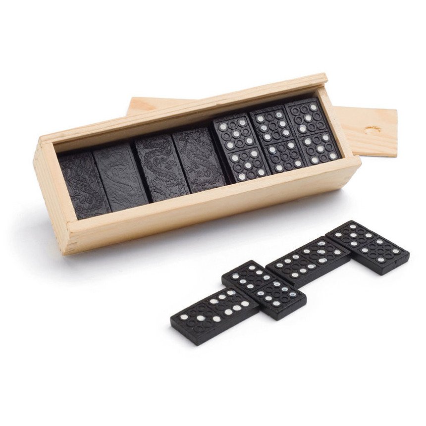 Domino spel steentjes - 112x stuks steentjes - in houten kistje - Familiespel