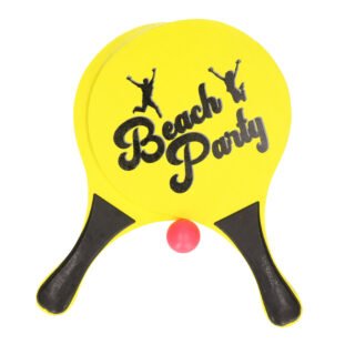 T&F creations beachball set - geel - MDF hout - buitenspeelgoed - tennis spel