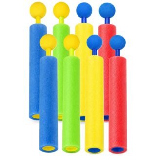 Speelgoed waterpistool spuit van foam - met bolletje drukstang - 21 cm - 3x stuks