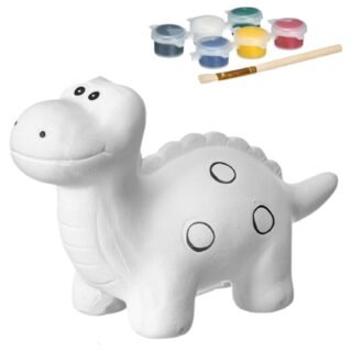 Pincello Spaarpot dino - 12 x 17 cm - DIY/knutselen - keramiek - inclusief stiften