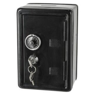 Cepewa geldkluis spaarpot - zwart - metaal - 12 x 18 x 10 cm - incl 2 sleutels