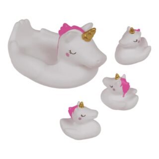 Out of the Blue Badeendjes - Eenhoorn - 4x stuks - wit - moeder met kindjes - badspeelgoed