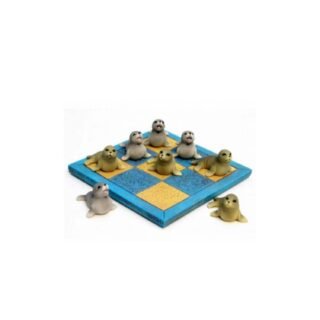 Boter kaas en eieren spelletje - met zeehondjes - 20 x 20 cm - steen - beeld
