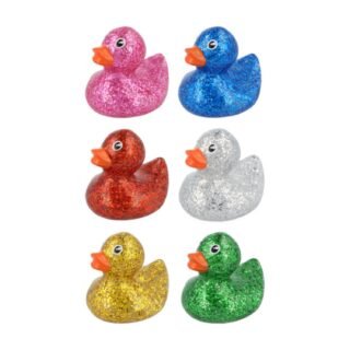 Rubber badeendjes grote set - 12x stuks - mix kleuren - glitter - 5 cm - badspeelgoed