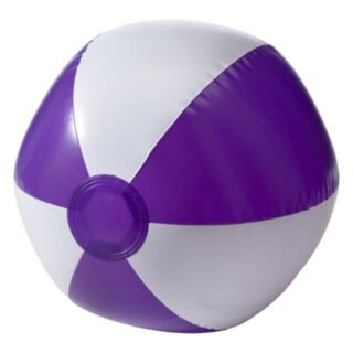 Impression Strandbal - opblaasbaar - zwembad speelgoed - paars/wit - D26 cm