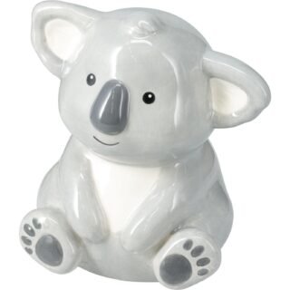 Dieren spaarpot voor kinderen - koala grijs - dolomiet - 12 x 16 cm - met dop sluiting