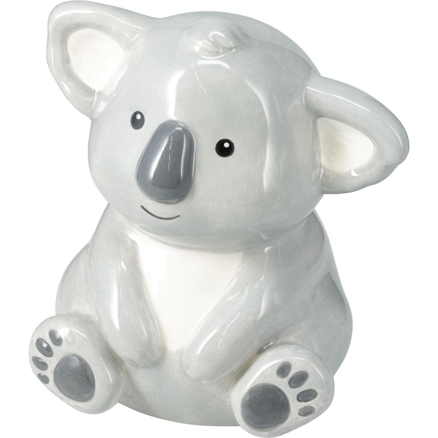 Dieren spaarpot voor kinderen - koala grijs - dolomiet - 12 x 16 cm - met dop sluiting