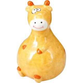 Dieren spaarpot voor kinderen - giraffe oranje - dolomiet - 12 x 16 cm - met dop sluiting