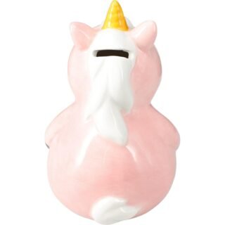 Dieren spaarpot voor kinderen - eenhoorn roze - dolomiet - 12 x 16 cm - met dop sluiting