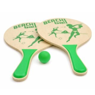 T & F Creations Beachball spel - hout - set in het groen - rackets en bal