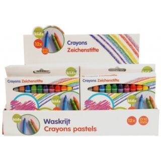 Topwrite kinder waskrijtjes - 12x stuks - gekleurd mix - stiften