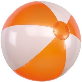 Speelgoed strandbal - opblaasbaar - oranje/wit - dia 28 cm - Strandballen