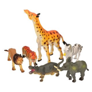 JohnToy Safari speelfiguren - 6x stuks - wilde dieren - ca. 10 cm