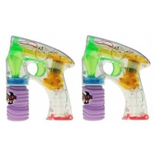 2x Bellenblaas speelgoed pistool met LED licht 14 cm