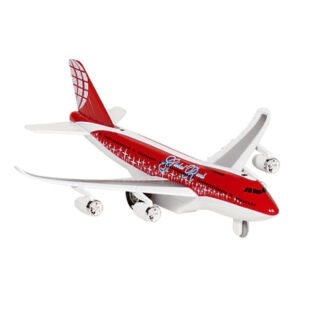 Goki Speelgoed Vliegtuig - 19 cm - rood - licht en geluid - kinderen - pull back motor