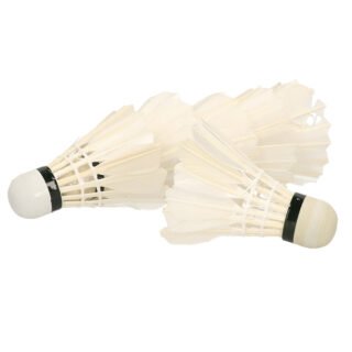 Engelhart Badminton shuttles - 6x - met veertjes - wit - 9 x 6 cm