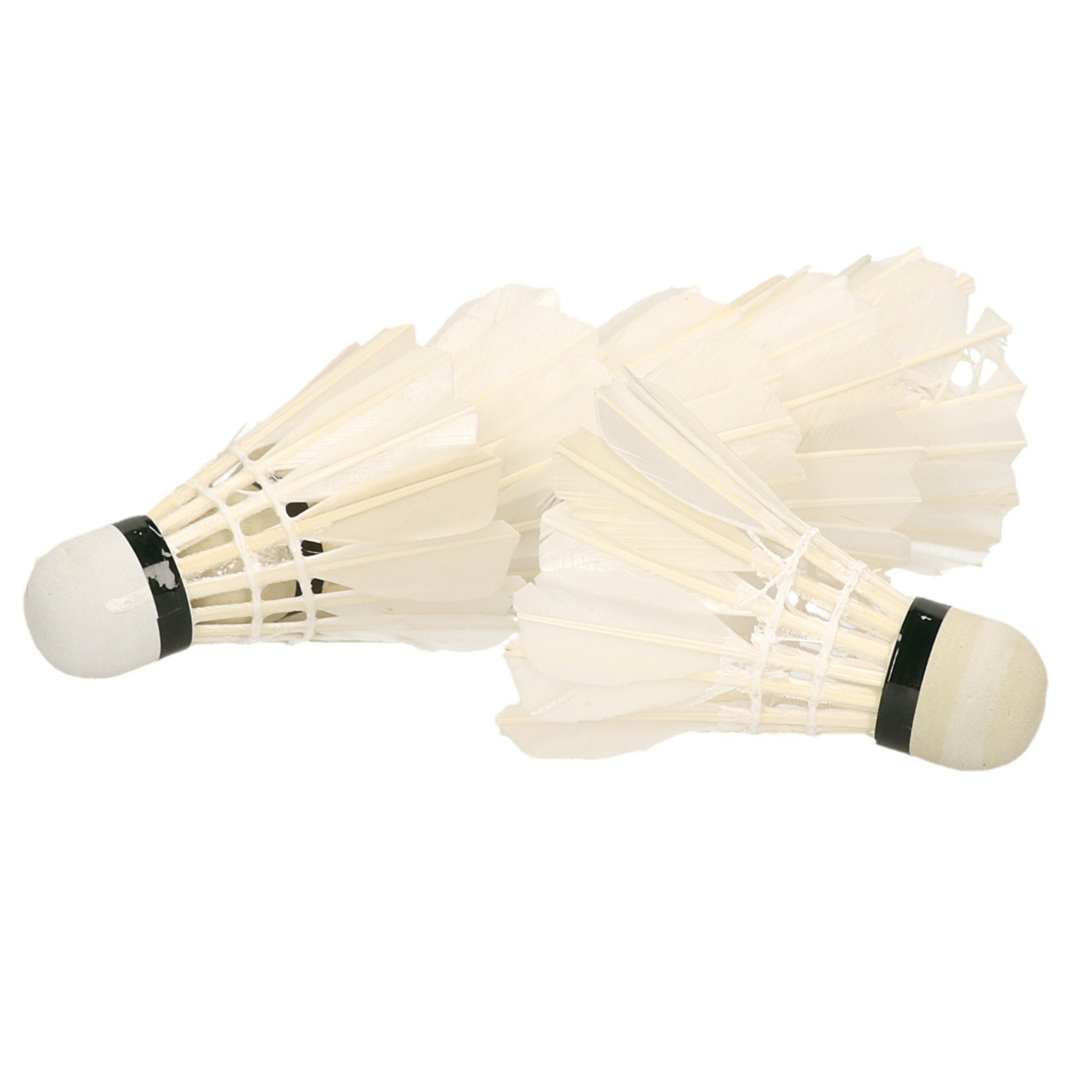 Engelhart Badminton shuttles - 6x - met veertjes - wit - 9 x 6 cm