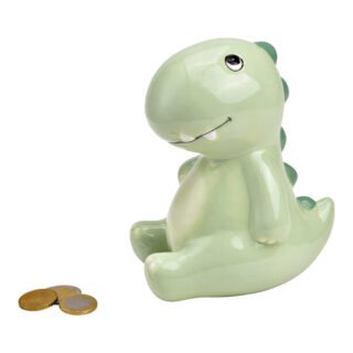 Ruhhy Dino spaarpot - groen - 16 x 10 cm - keramiek - sparen