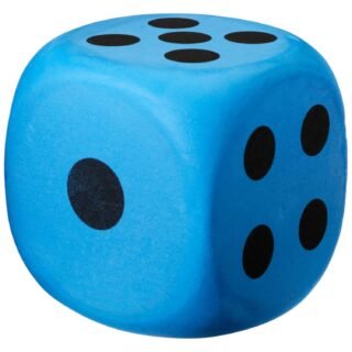 Free & Easy Grote dobbelsteen - blauw - 12 x 12 cm - eva foam - groot formaat - dobbelspel