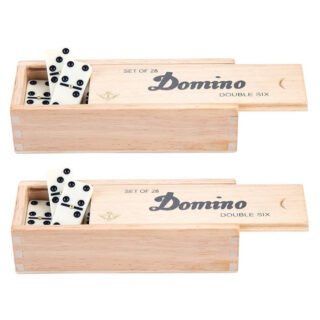 3x Dominospel - dubbel/double six - hout/ kunststof - 28x stenen - dominostenen - spelletjes