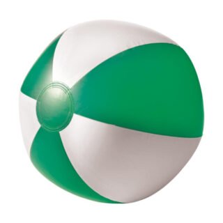 Impression Strandbal - opblaasbaar - zwembad speelgoed - groen/wit - D26 cm