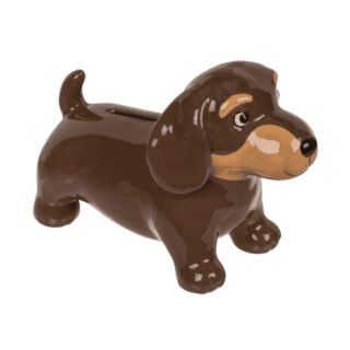 Out of the Blue Spaarpot Teckel - keramiek - 18 x 13 cm - bruin - spaarpot - hond - honden