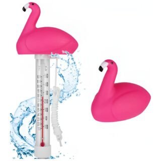 Bellatio Design Zwembad thermometer Funny - Flamingo - drijvend - kunststof - 25 cm