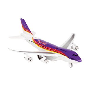 Goki Speelgoed Vliegtuig - 19 cm - paars - licht en geluid - kinderen - pull back motor