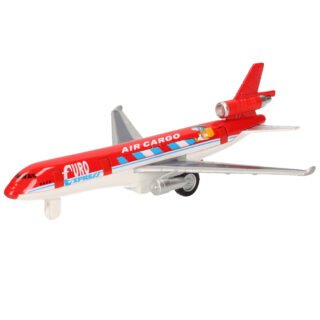 Goki Speelgoed Vliegtuig - 19 cm - rood - pull back motor - kinderen