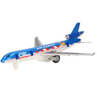 Goki Speelgoed Vliegtuig - 19 cm - blauw - pull back motor - kinderen