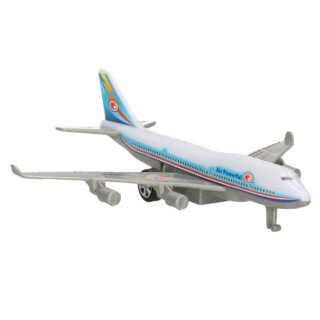 Speelgoed vliegtuig met pull-back functie - 14 cm - wit/blauw - Voertuigen - Luchtvaart
