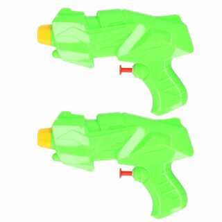 Free & Easy Mini waterpistool groen - 2x - 15 cm - kunststof - kinderspeelgoed