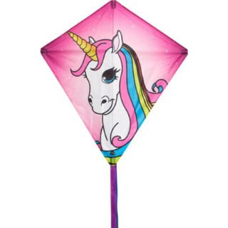 Vlieger eenhoorn - roze - 68 x 68 cm - Kindervlieger - Strandspeelgoed - Buitenspeelgoed