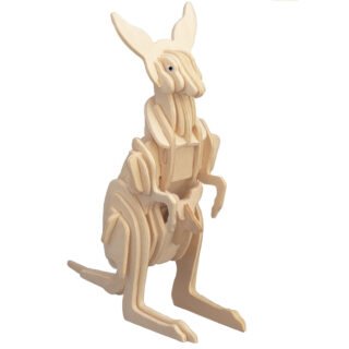 Houten dieren 3D puzzel kangoeroe - Speelgoed bouwpakket - 23 x 18,5 x 0,3 cm