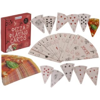 Speelkaarten Pizza Party - 54 kaarten - pizzapunt - kaartspel - in pizzadoos - 8 x 10 cm